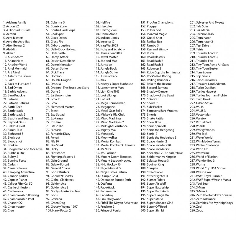 Sega Magistr Mega Drive 16Bit 250 игр