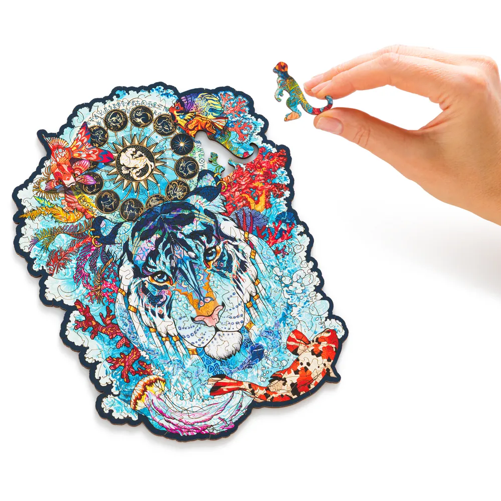 Деревянный пазл Водяной Тигр S 18х23 см, 109 деталей WTigerS