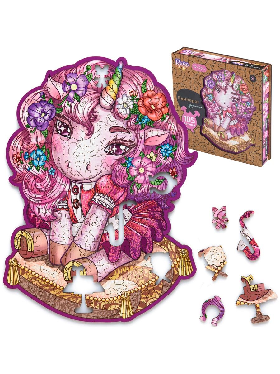 Деревянный пазл Единорог Т