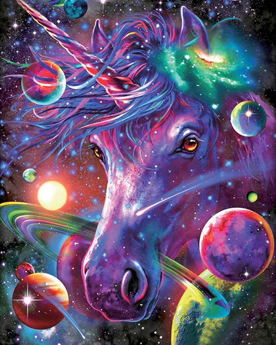 Алмазная мозаика 40x50 Космический единорог (ZM-2132)