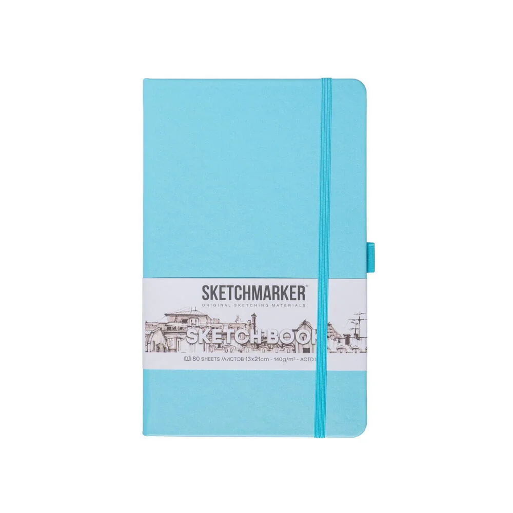 Блокнот для зарисовок Sketchmarker 140г/кв.м 13*21см 80л (Небесно-голубой)