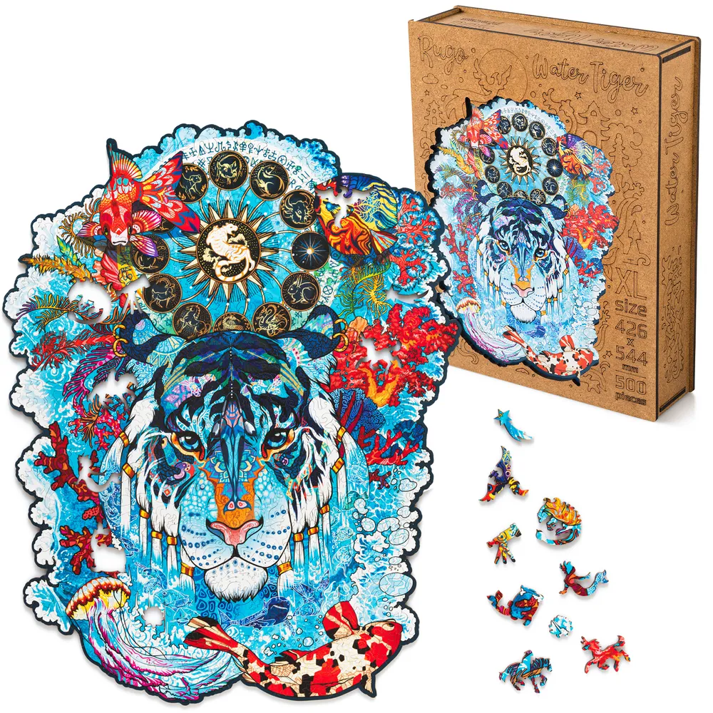 Деревянный пазл Водяной Тигр XL 43х54 см, 500 деталей