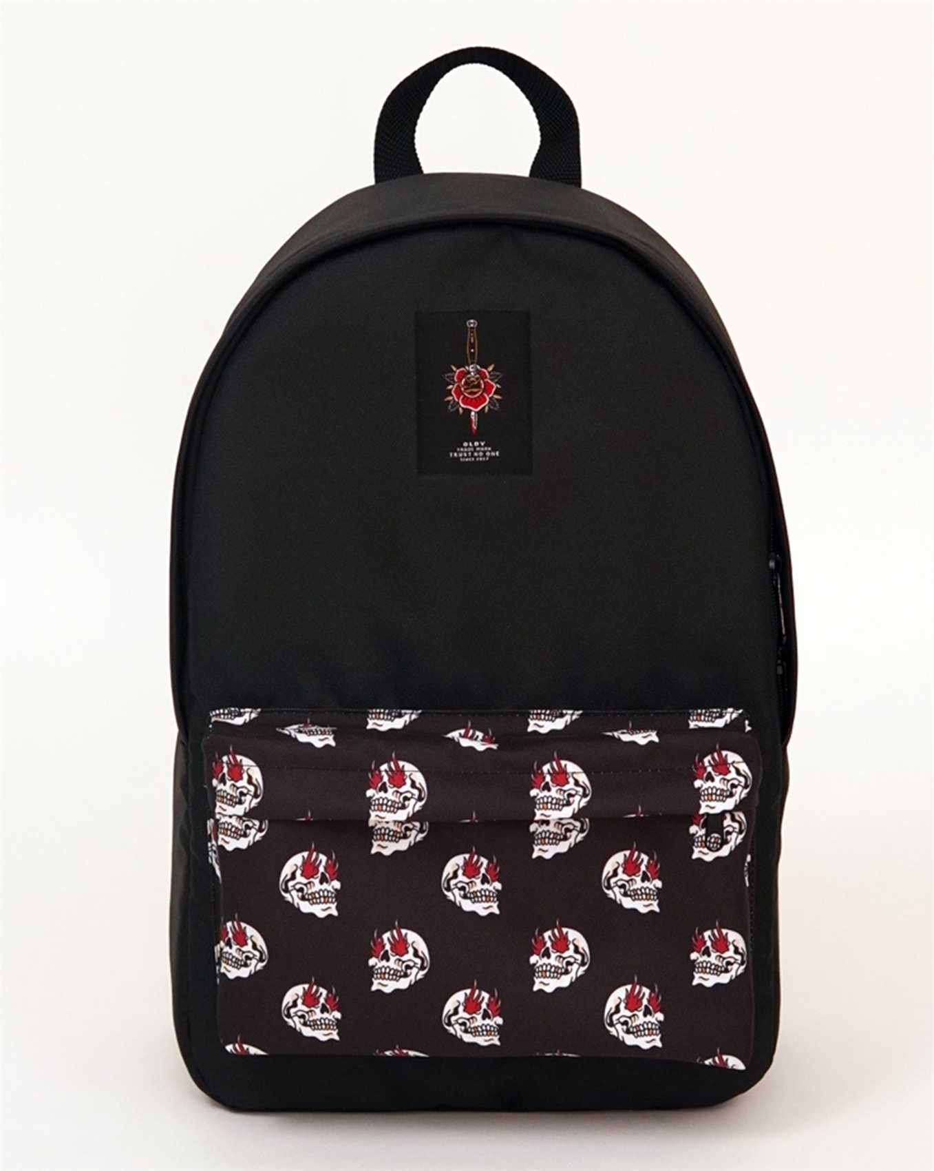 Рюкзак Oldy карман (черный, горящий череп)