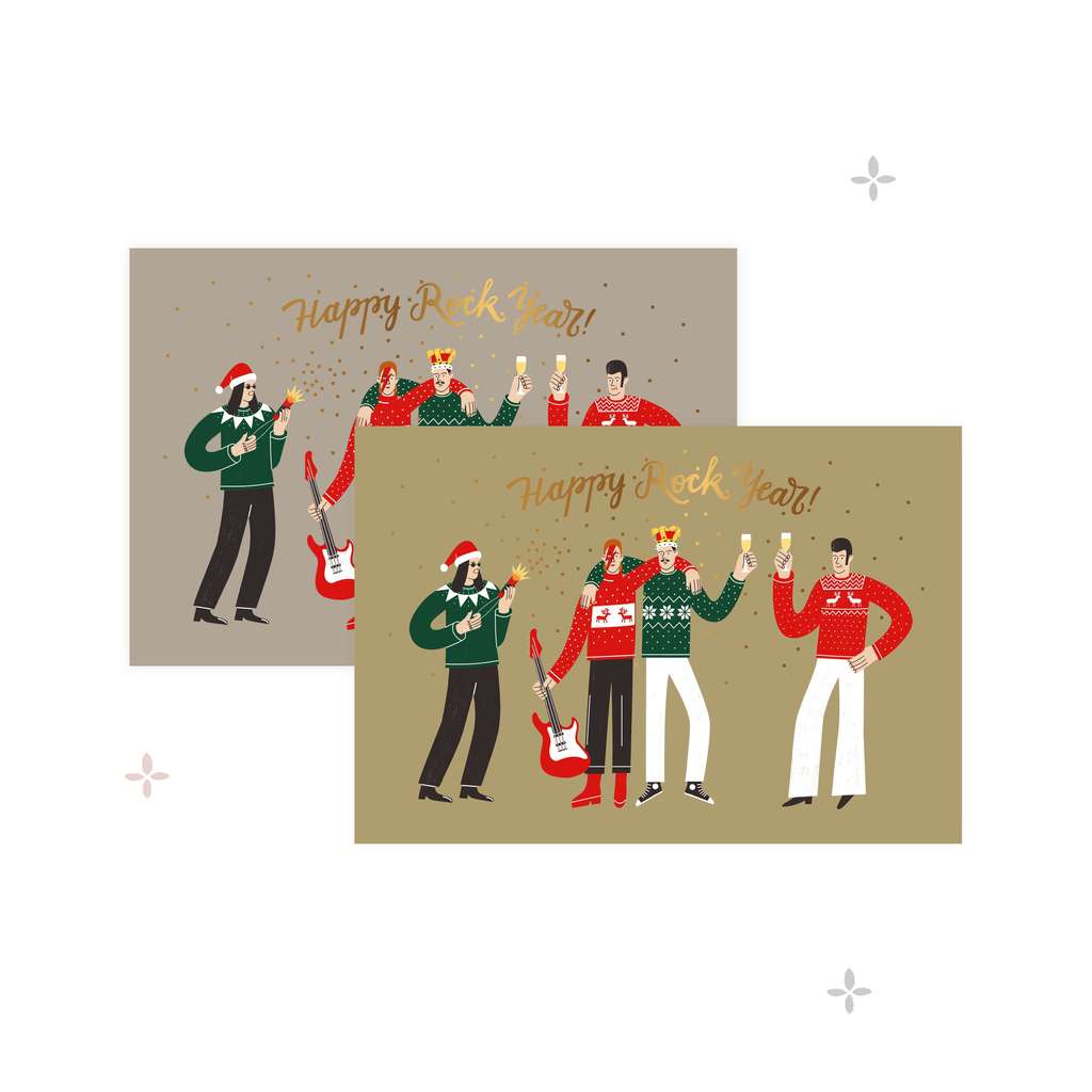 Открытка Happy Rock Year (beige)