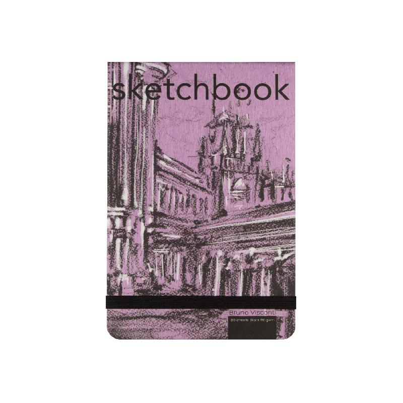 Скетчбук BV Зарисовки 14х21,80 л. розовый (черные страницы)