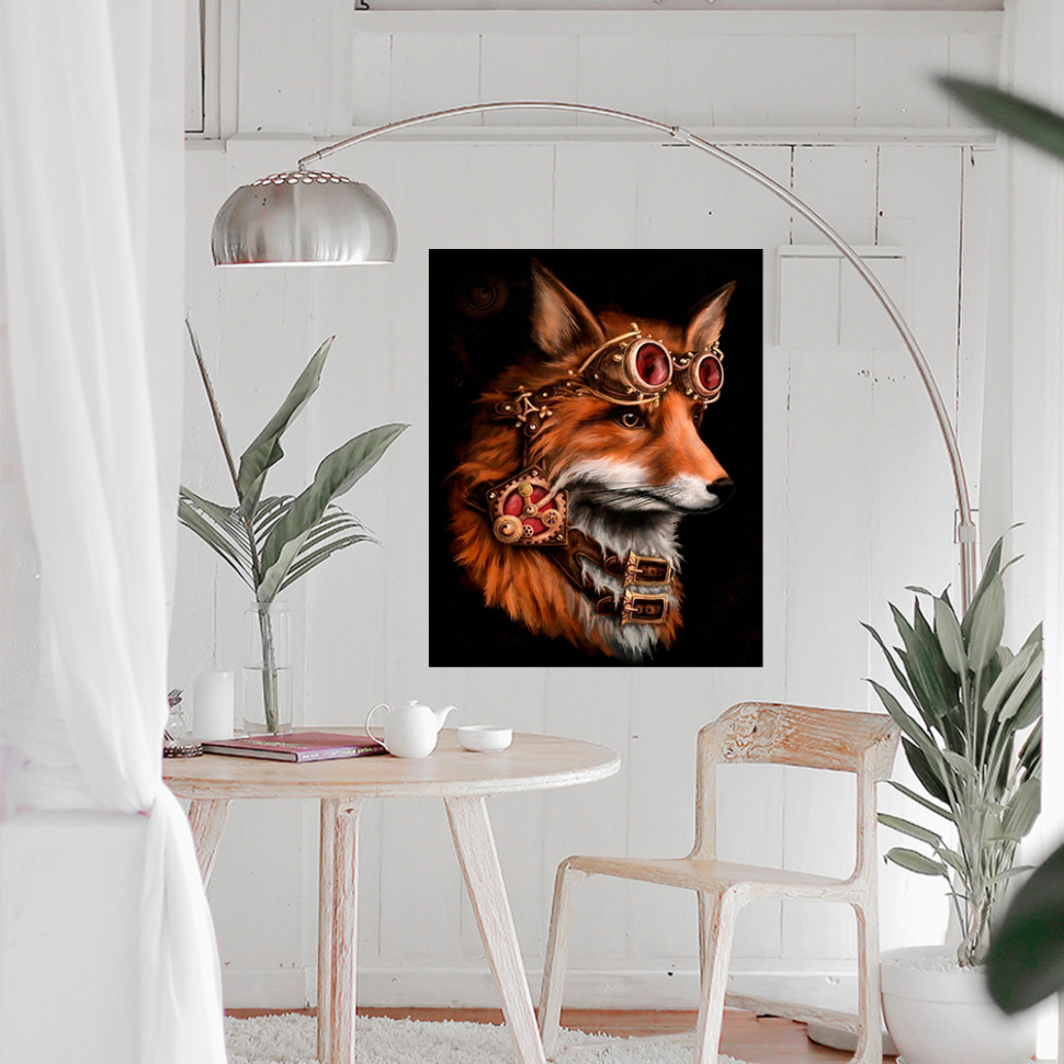 Алмазная мозаика Лиса Стимпанк 40х50 см